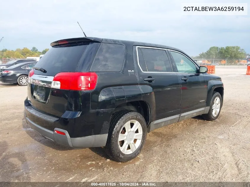 2010 GMC Terrain Sle-1 VIN: 2CTALBEW3A6259194 Lot: 40517825