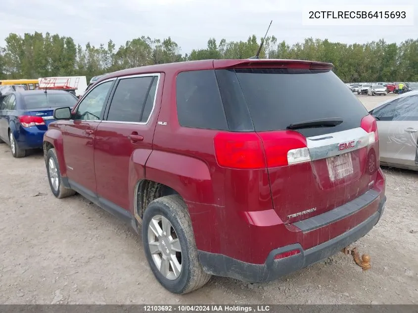 2011 GMC Terrain VIN: 2CTFLREC5B6415693 Lot: 12103692