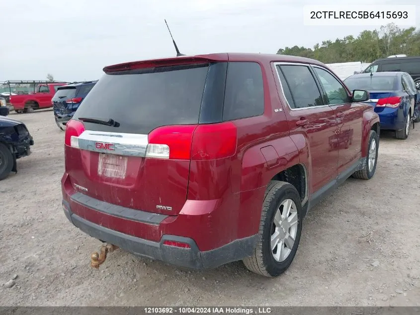 2011 GMC Terrain VIN: 2CTFLREC5B6415693 Lot: 12103692