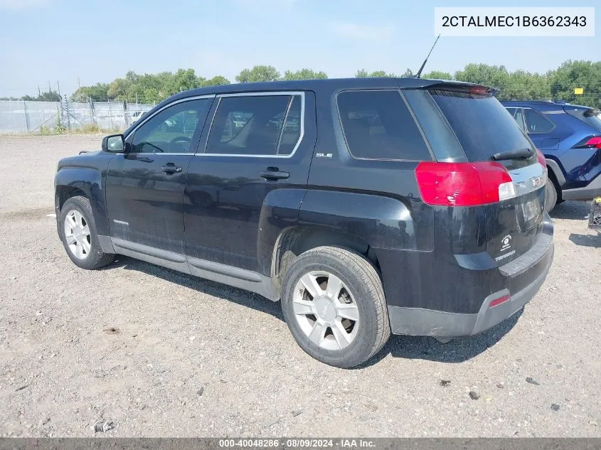 2011 GMC Terrain Sle-1 VIN: 2CTALMEC1B6362343 Lot: 40048286