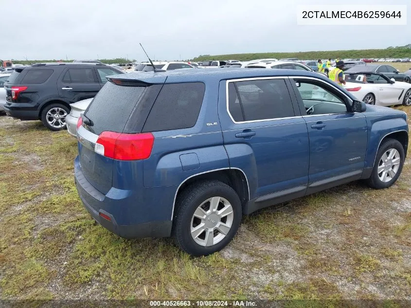 2011 GMC Terrain Sle-1 VIN: 2CTALMEC4B6259644 Lot: 40526663