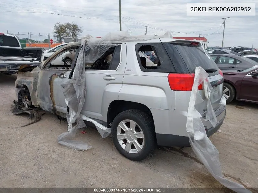 2012 GMC Terrain Sle VIN: 2GKFLREK0C6202952 Lot: 40589374