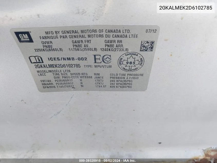 2GKALMEK2D6102785 2013 GMC Terrain Sle-1