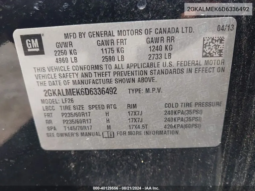 2GKALMEK6D6336492 2013 GMC Terrain Sle-1