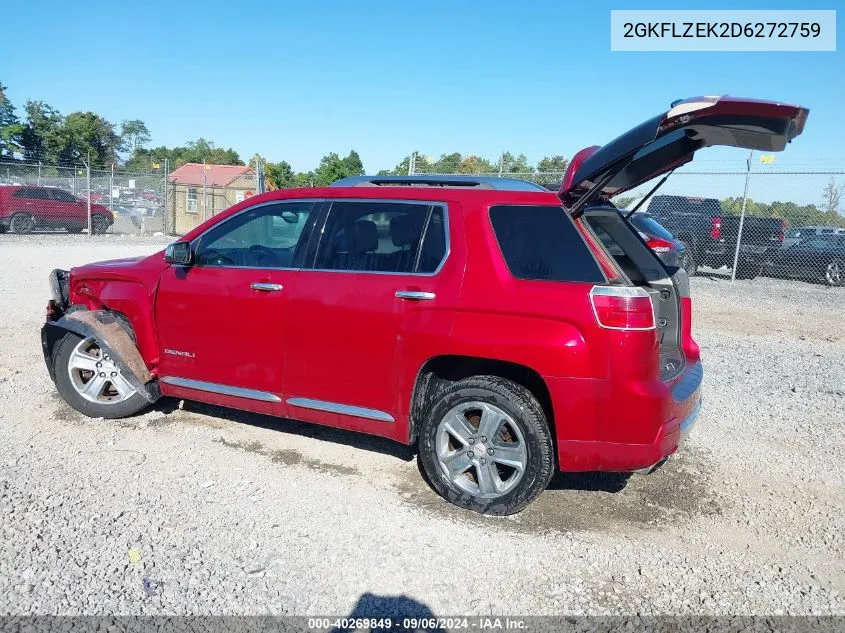 2013 GMC Terrain Denali VIN: 2GKFLZEK2D6272759 Lot: 40269849