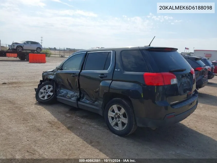 2013 GMC Terrain Sle VIN: 2GKALMEK6D6188098 Lot: 40582581