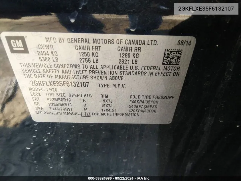 2GKFLXE35F6132107 2015 GMC Terrain Slt-1