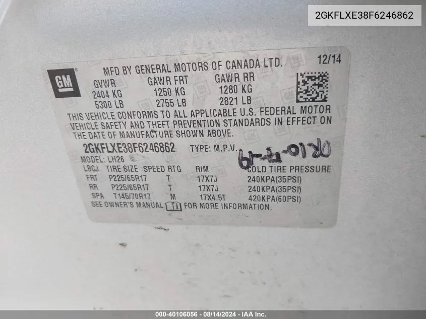 2GKFLXE38F6246862 2015 GMC Terrain Slt-1