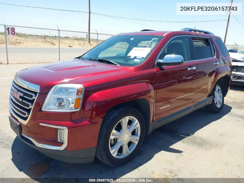 2016 GMC Terrain Slt VIN: 2GKFLPE32G6157743 Lot: 39497929