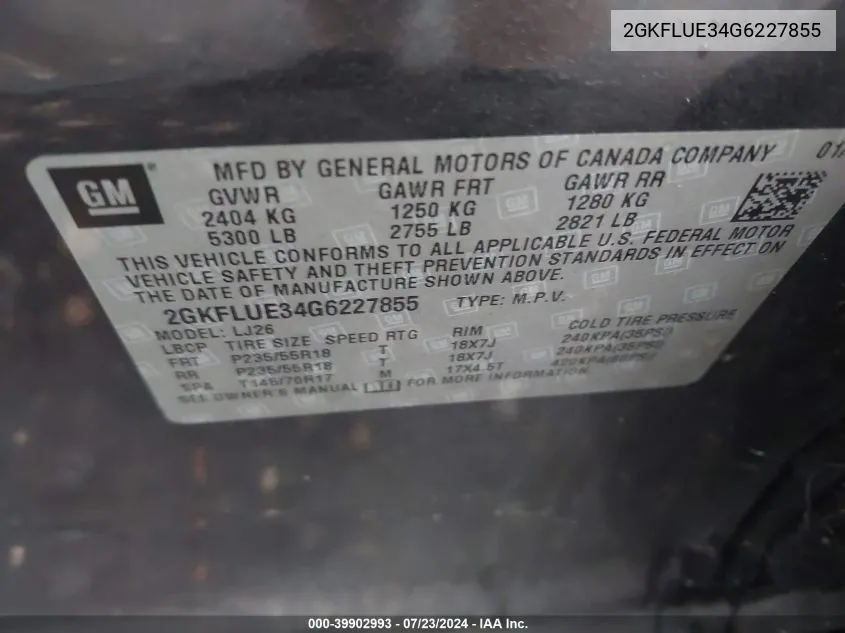 2GKFLUE34G6227855 2016 GMC Terrain Slt