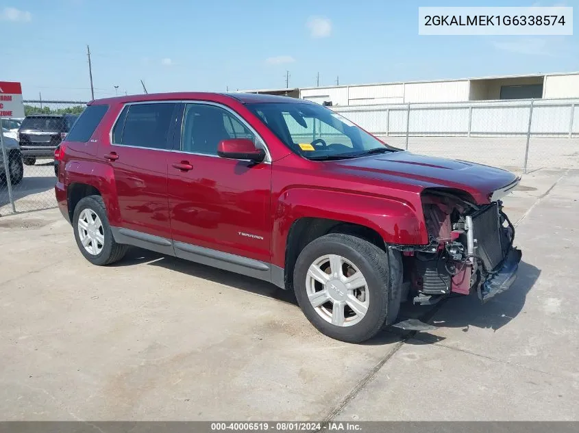 2016 GMC Terrain Sle-1 VIN: 2GKALMEK1G6338574 Lot: 40006519