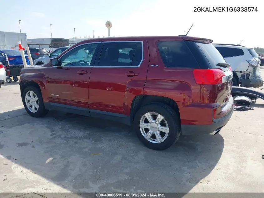 2016 GMC Terrain Sle-1 VIN: 2GKALMEK1G6338574 Lot: 40006519