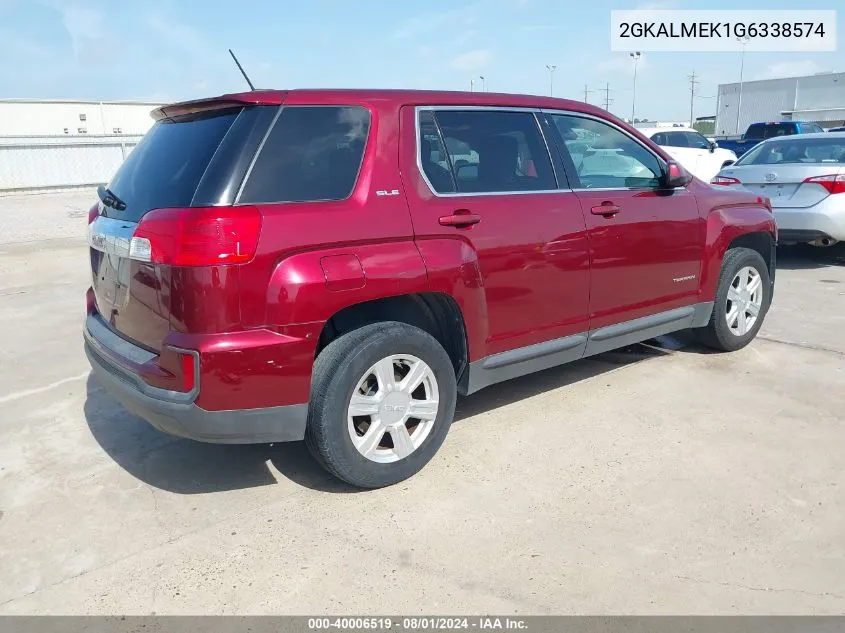 2016 GMC Terrain Sle-1 VIN: 2GKALMEK1G6338574 Lot: 40006519