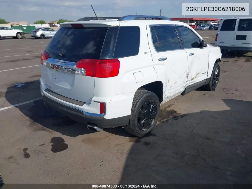 2016 GMC Terrain Slt VIN: 2GKFLPE30G6218006 Lot: 40074300