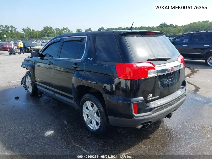 2016 GMC Terrain Sle-1 VIN: 2GKALMEK0G6176355 Lot: 40160265