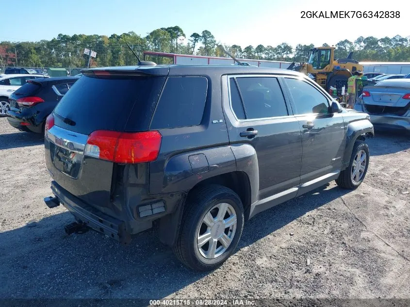 2016 GMC Terrain Sle-1 VIN: 2GKALMEK7G6342838 Lot: 40215715