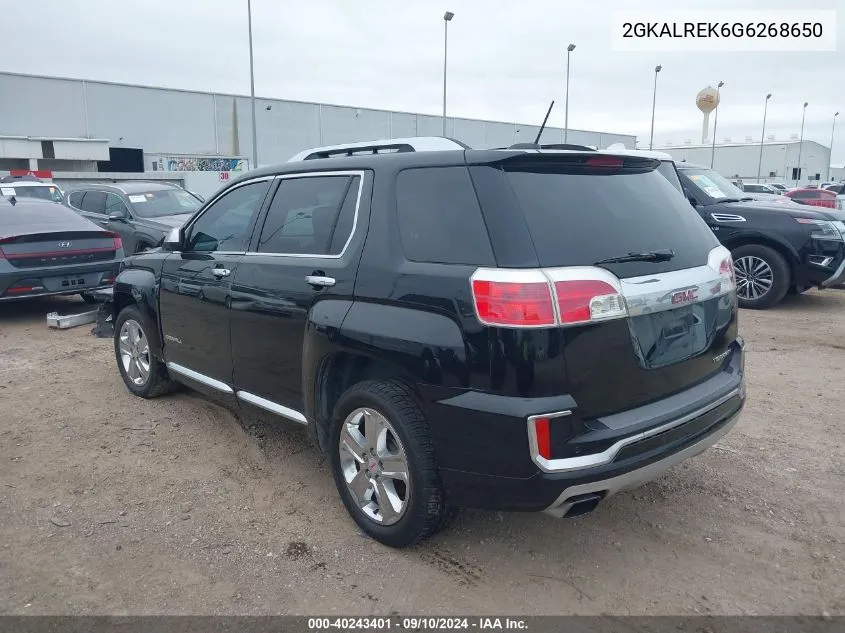 2016 GMC Terrain Denali VIN: 2GKALREK6G6268650 Lot: 40243401