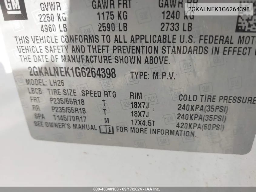 2GKALNEK1G6264398 2016 GMC Terrain Sle-2