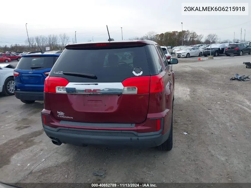 2016 GMC Terrain Sle-1 VIN: 2GKALMEK6G6215918 Lot: 40852789