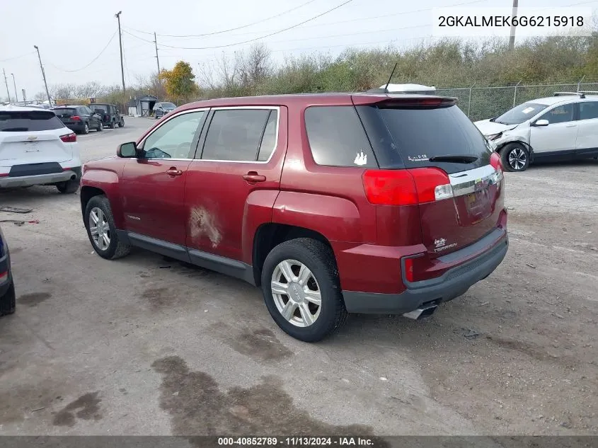 2016 GMC Terrain Sle-1 VIN: 2GKALMEK6G6215918 Lot: 40852789