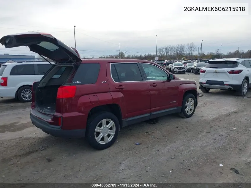 2016 GMC Terrain Sle-1 VIN: 2GKALMEK6G6215918 Lot: 40852789