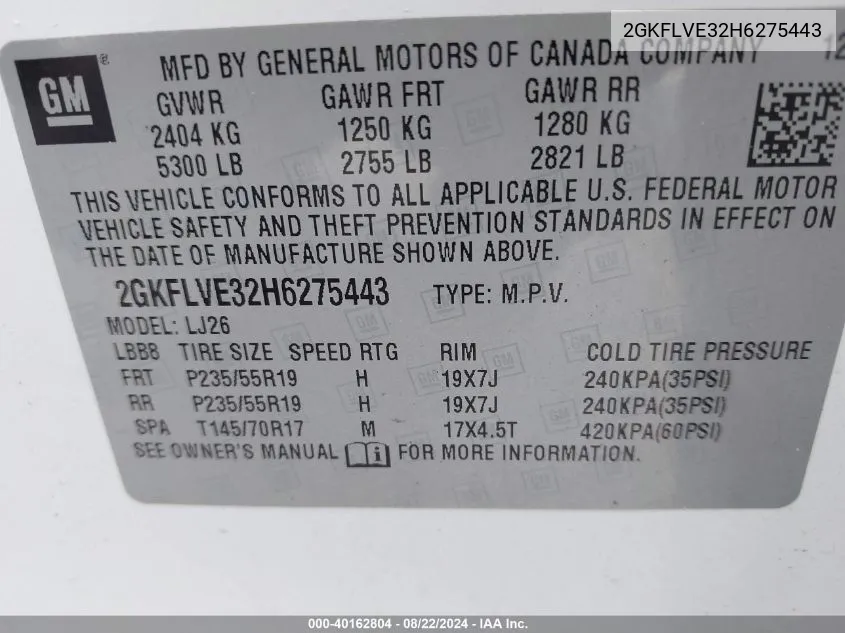 2GKFLVE32H6275443 2017 GMC Terrain Denali