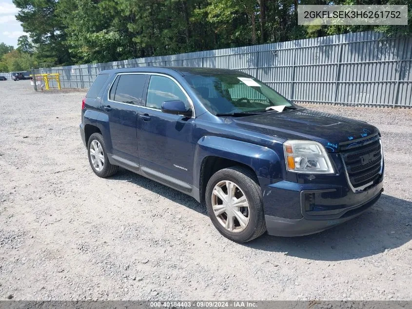 2017 GMC Terrain Sle-1 VIN: 2GKFLSEK3H6261752 Lot: 40184403