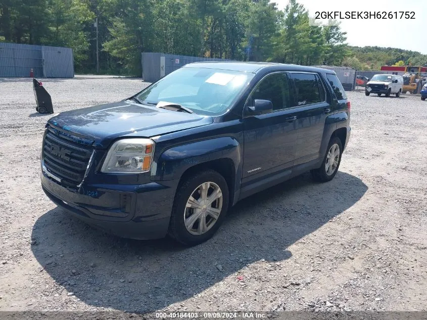 2017 GMC Terrain Sle-1 VIN: 2GKFLSEK3H6261752 Lot: 40184403