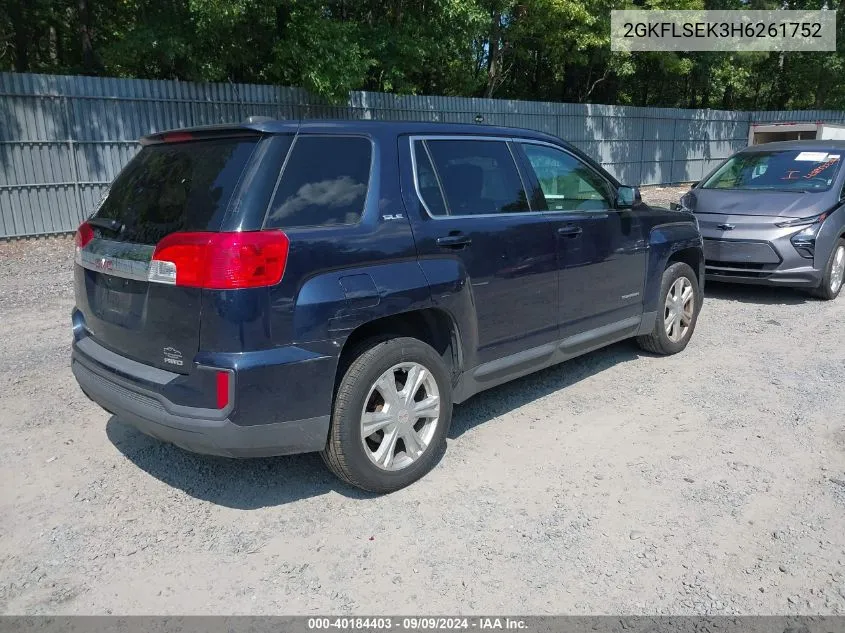 2017 GMC Terrain Sle-1 VIN: 2GKFLSEK3H6261752 Lot: 40184403