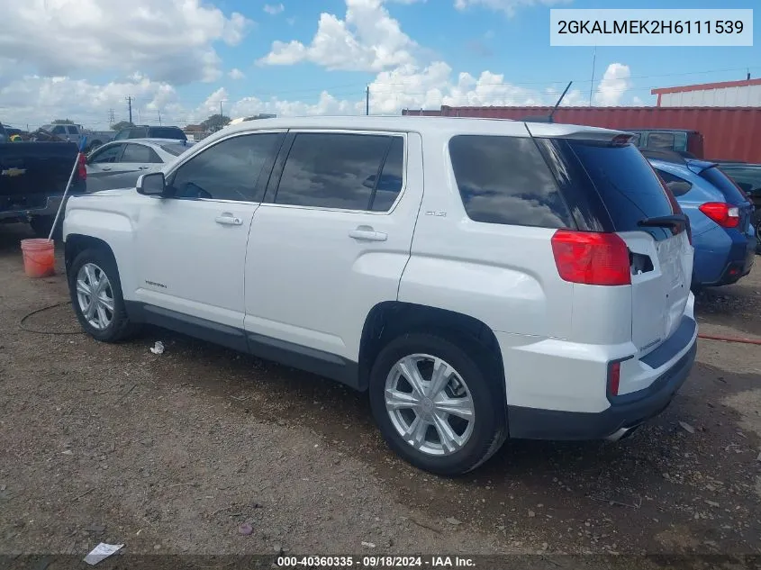 2017 GMC Terrain Sle-1 VIN: 2GKALMEK2H6111539 Lot: 40360335