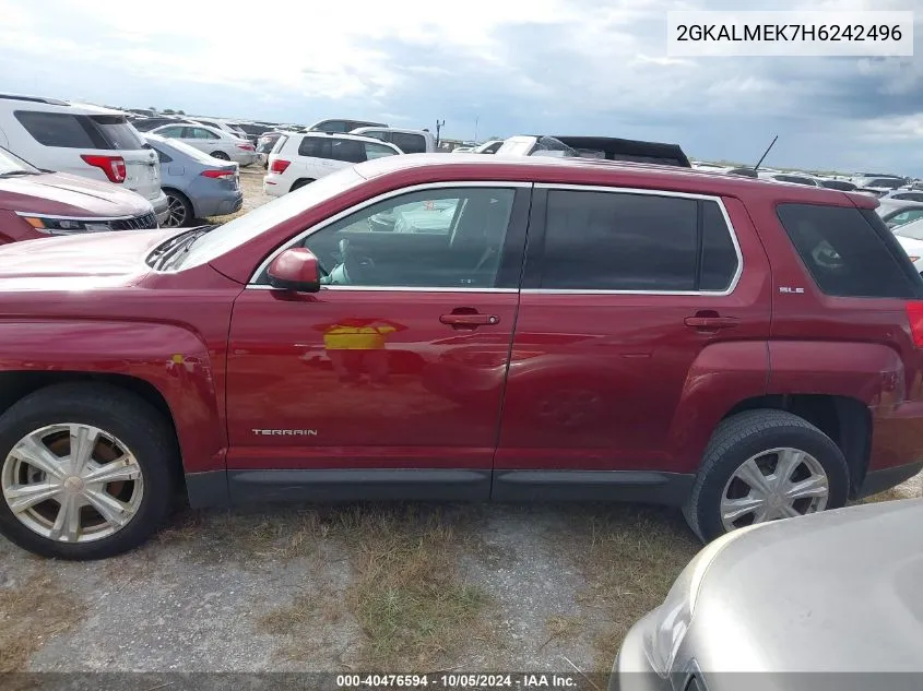 2017 GMC Terrain Sle VIN: 2GKALMEK7H6242496 Lot: 40476594