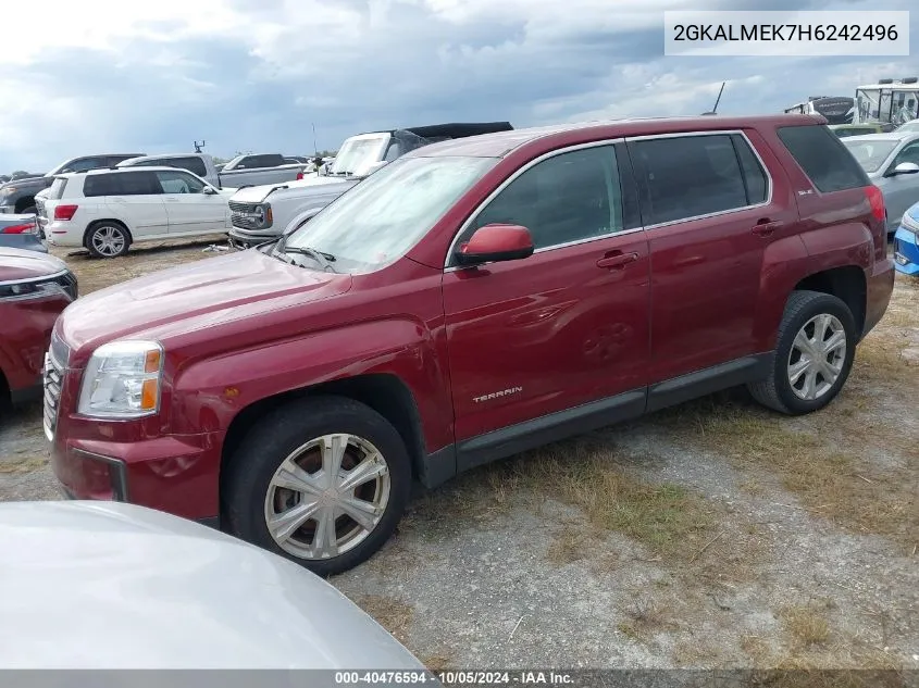 2017 GMC Terrain Sle VIN: 2GKALMEK7H6242496 Lot: 40476594