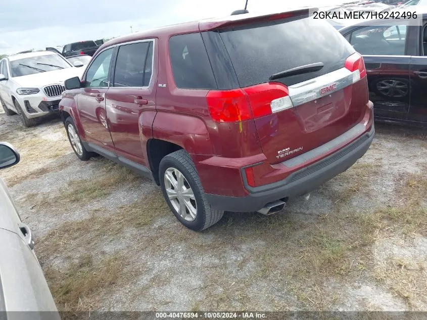 2017 GMC Terrain Sle VIN: 2GKALMEK7H6242496 Lot: 40476594