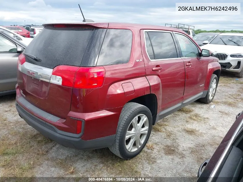 2017 GMC Terrain Sle VIN: 2GKALMEK7H6242496 Lot: 40476594