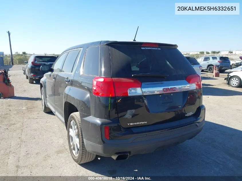 2017 GMC Terrain Sle-1 VIN: 2GKALMEK5H6332651 Lot: 40618018