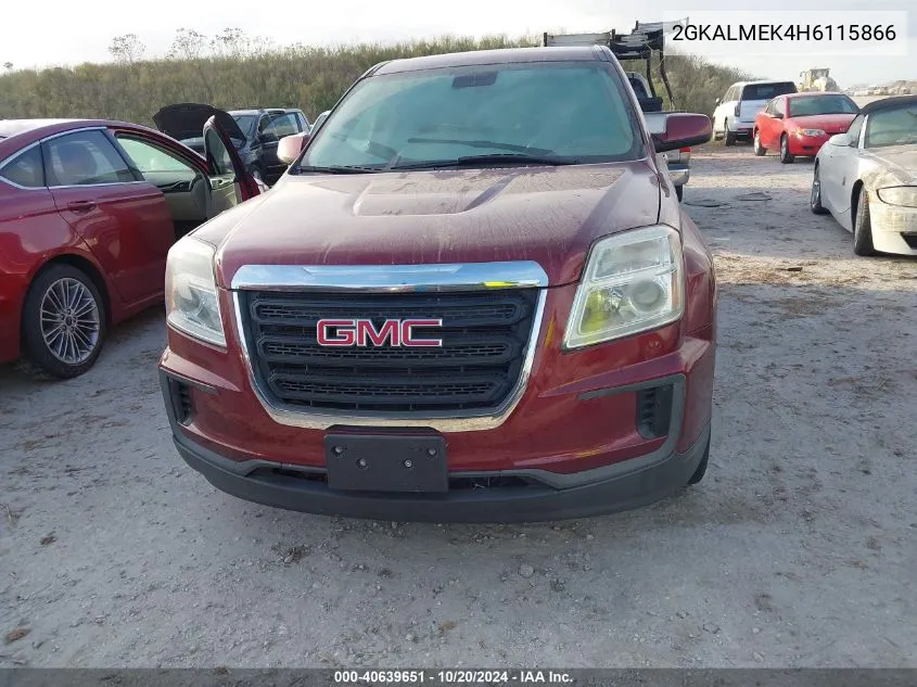 2017 GMC Terrain Sle VIN: 2GKALMEK4H6115866 Lot: 40639651