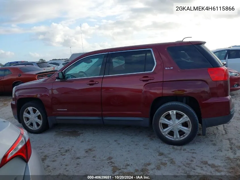 2017 GMC Terrain Sle VIN: 2GKALMEK4H6115866 Lot: 40639651