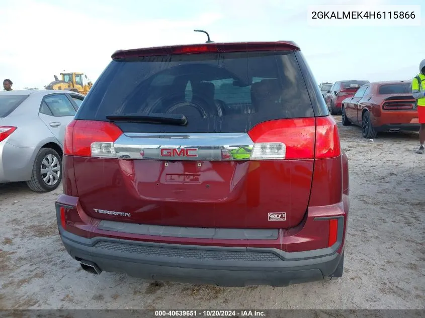 2017 GMC Terrain Sle VIN: 2GKALMEK4H6115866 Lot: 40639651