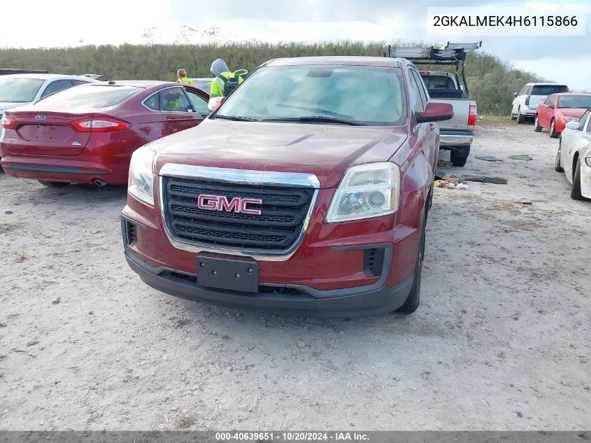 2017 GMC Terrain Sle VIN: 2GKALMEK4H6115866 Lot: 40639651