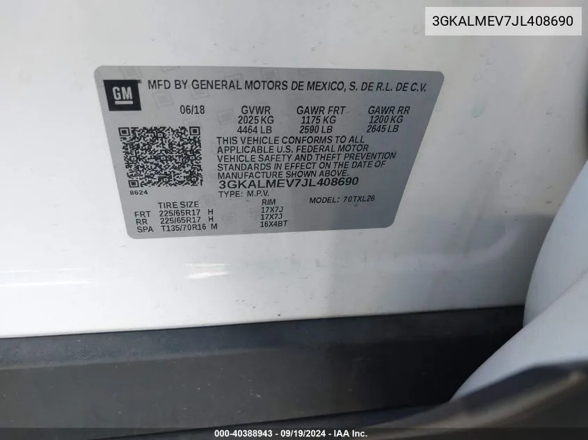 3GKALMEV7JL408690 2018 GMC Terrain Sle