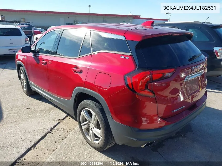 2018 GMC Terrain Sle VIN: 3GKALMEX4JL182531 Lot: 40839294