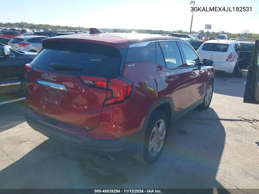 2018 GMC Terrain Sle VIN: 3GKALMEX4JL182531 Lot: 40839294