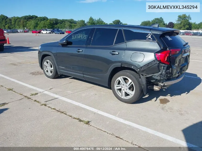 2019 GMC Terrain Sle VIN: 3GKALMEVXKL345294 Lot: 40076475