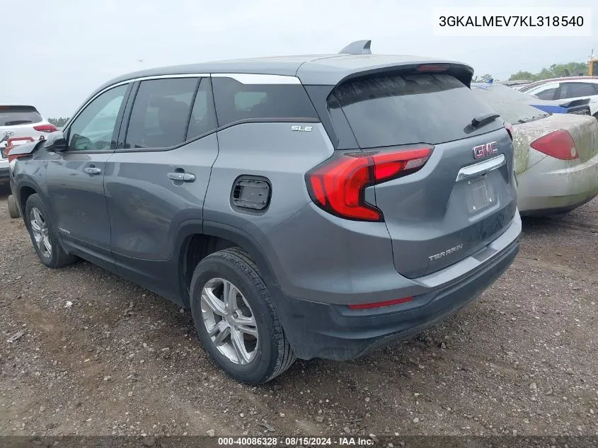 2019 GMC Terrain Sle VIN: 3GKALMEV7KL318540 Lot: 40086328