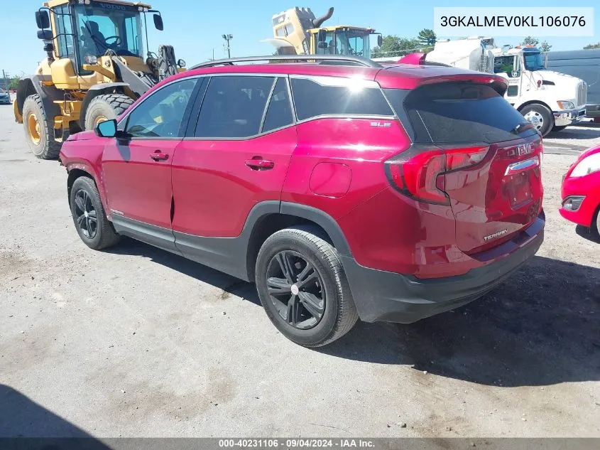 2019 GMC Terrain Sle VIN: 3GKALMEV0KL106076 Lot: 40231106