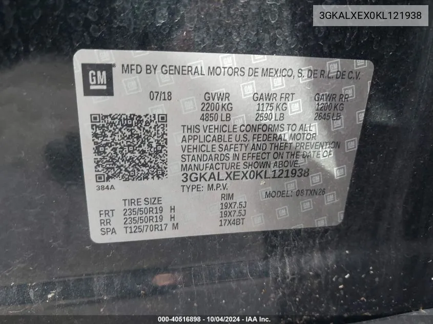 3GKALXEX0KL121938 2019 GMC Terrain Denali