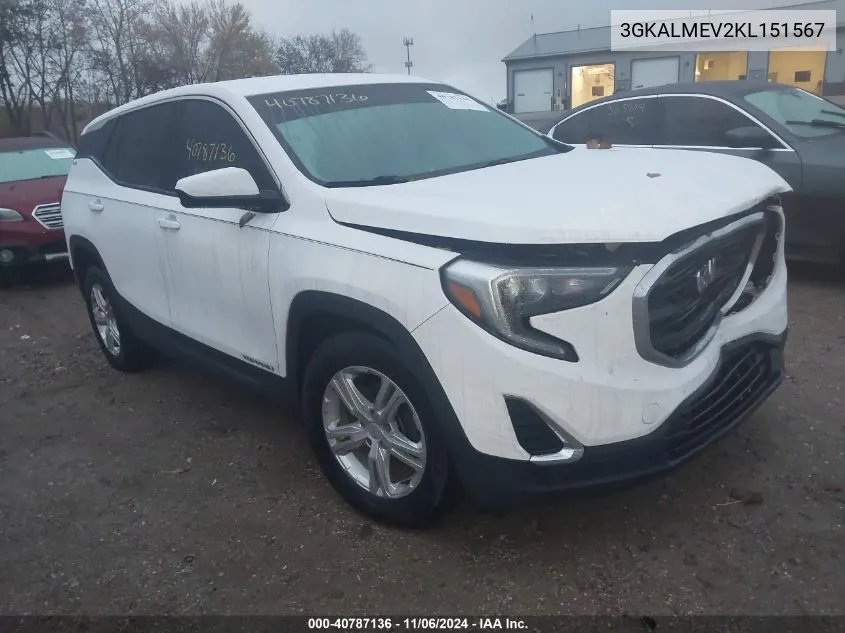 2019 GMC Terrain Sle VIN: 3GKALMEV2KL151567 Lot: 40787136