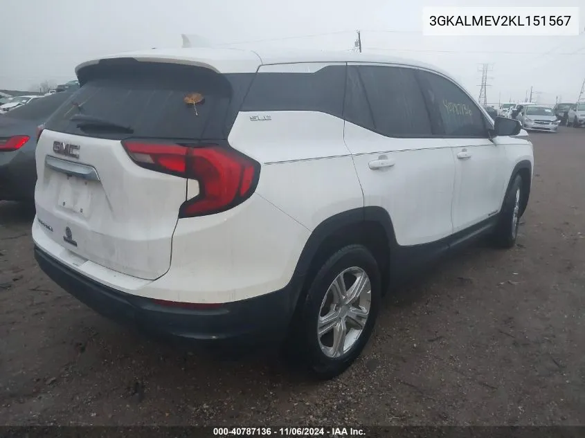 2019 GMC Terrain Sle VIN: 3GKALMEV2KL151567 Lot: 40787136