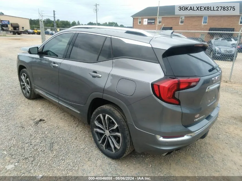 2020 GMC Terrain Awd Denali VIN: 3GKALXEX8LL278375 Lot: 40046058