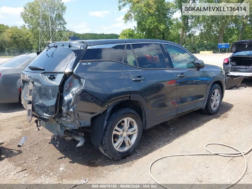 2020 GMC Terrain Fwd Sle VIN: 3GKALMEVXLL136414 Lot: 40079192